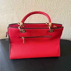 Red Handbag with Gold Accents